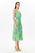 Floral Patterned V-Neck Midi Dress With Pockets